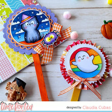 Load image into Gallery viewer, Spooky Circles A4 Printed Cardstock Pack of 2 with Free Digi Stamp