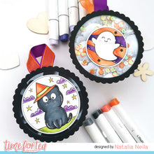 Load image into Gallery viewer, Spooky Circles A4 Printed Cardstock Pack of 2 with Free Digi Stamp