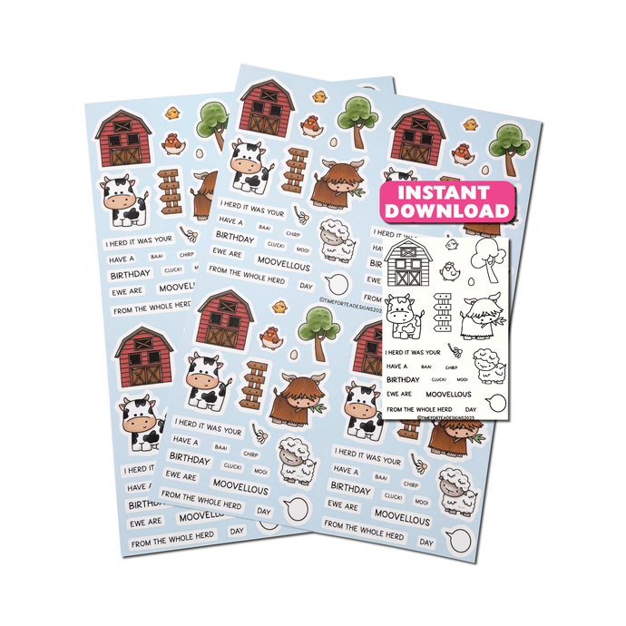 Ewe are Moovellous A4 Printed Cardstock Pack of 2 with Free Digi Stamp