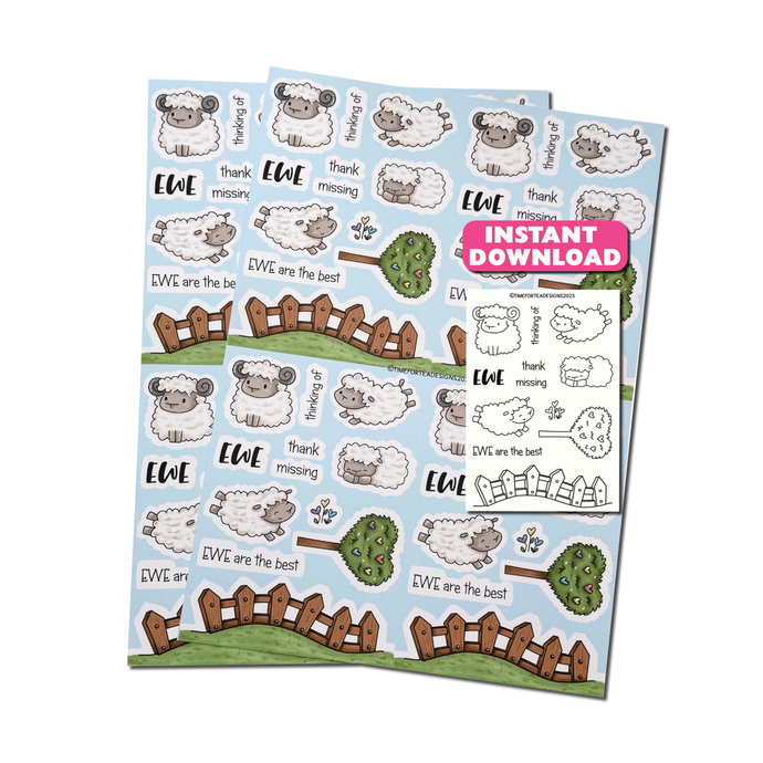 Ewe are the Best A4 Printed Cardstock Pack of 2 with Free Digi Stamp