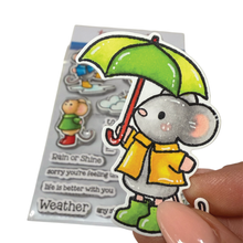 Load image into Gallery viewer, Rain or Shine Mice A4 Printed Cardstock Pack of 2 with Free Digi Stamps