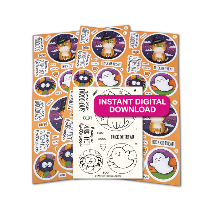 Spooky Circles A4 Printed Cardstock Pack of 2 with Free Digi Stamp