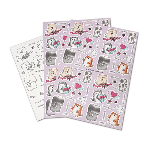 Smitten Kittens A4 Printed Cardstock Pack of 2 with Free Digi Stamp and free add on Digis