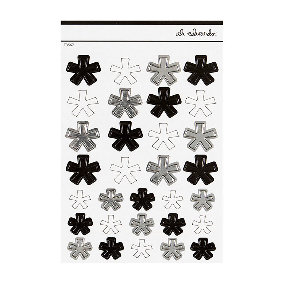 AE Black & White Chipboard Asterisks