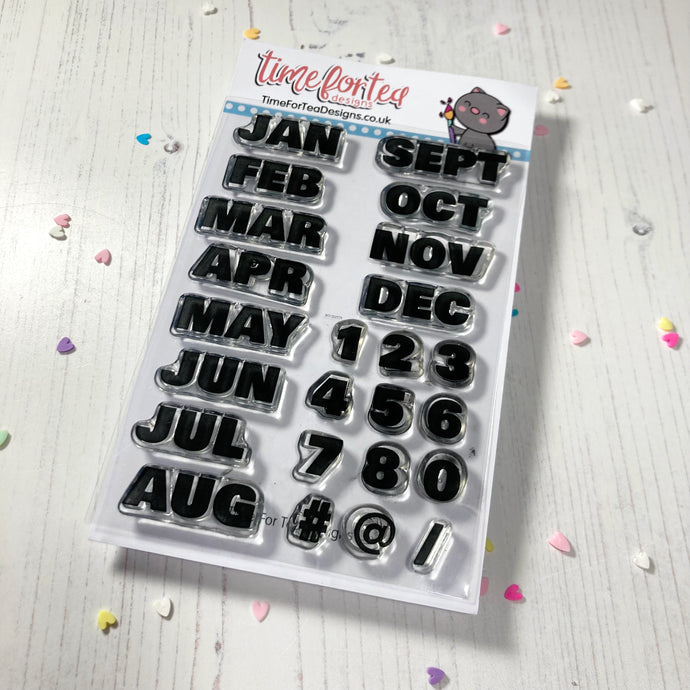 Solid Month & Numbers Clear Stamp Set