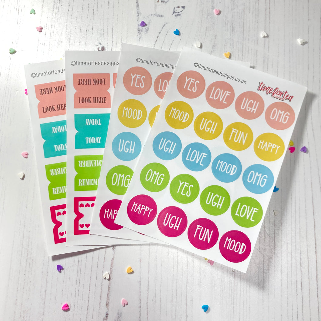 Noted Tabs and Mood Stickers - Set of 4 Sheets